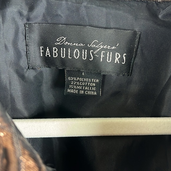 Donna Salyer's Fabulous Furs metallic croc textured light jacket Sz L - Picture 5 of 10